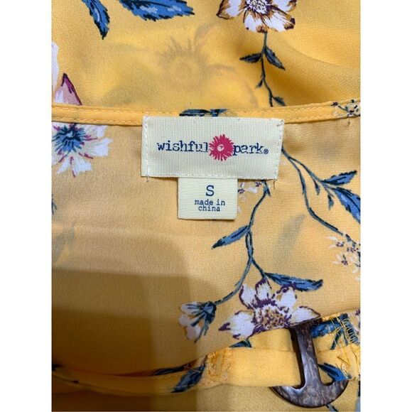 Wishful Park Women’s Floral Print Shirt Top Size Small Multicolored Tie Front - Picture 4 of 7